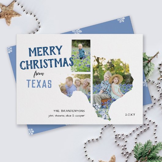 Frohe Weihnachten aus Texas Drei Foto Karte