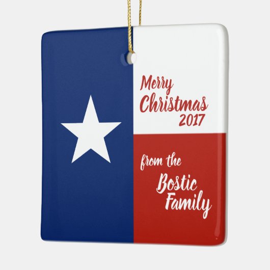 Frohe Weihnachten aus Texas Keramikornament (Links)