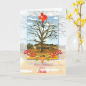 Frohe Weihnachten aus Texas Longhorn Karte (Gelbe Blume)