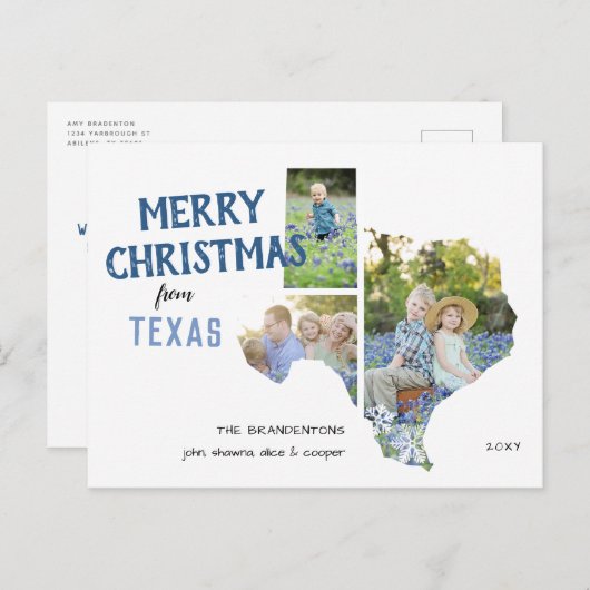 Frohe Weihnachten aus Texas Three Foto Postcard Postkarte (Vorne/Hinten)
