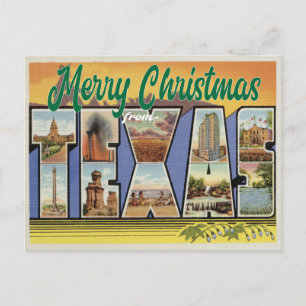 Frohe Weihnachten aus Texas Vintage Postkarte