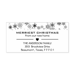 Frohe Weihnachten aus unserer neuen Zuhause-Adress Gummistempel