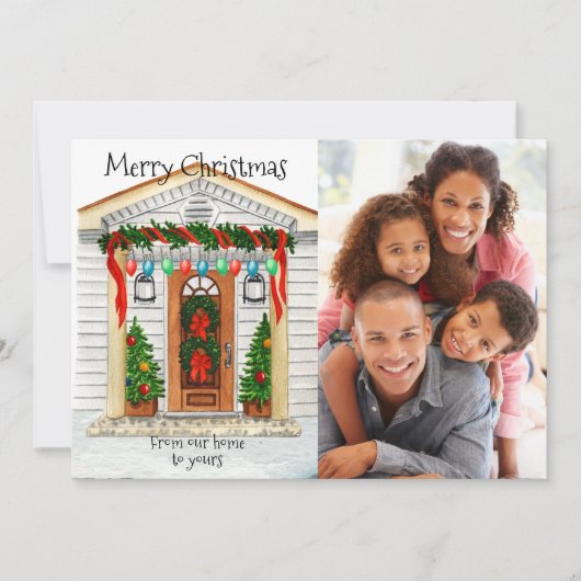Frohe Weihnachten aus unserer Zuhause Foto-Vorlage (Vorderseite)