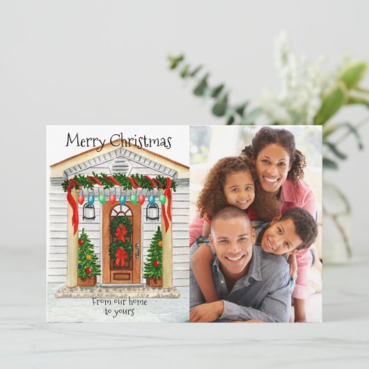 Frohe Weihnachten aus unserer Zuhause Foto-Vorlage (Stehend Vorderseite)