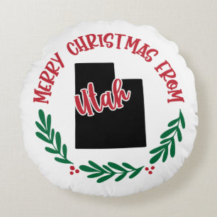 Frohe Weihnachten aus Utah US Red Green White Rundes Kissen