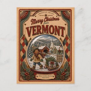 Frohe Weihnachten aus Vermont Vintage-Schneekugel
