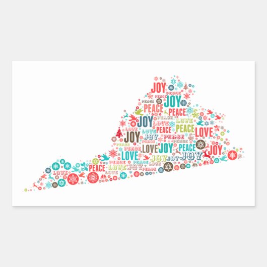 Frohe Weihnachten aus Virginia Rechteckiger Aufkleber (Vorderseite)