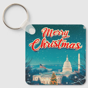 Frohe Weihnachten aus Washington Dc Vintage Retro Schlüsselanhänger