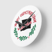 Frohe Weihnachten aus Washington US Red Green Runde Wanduhr (Winkel)