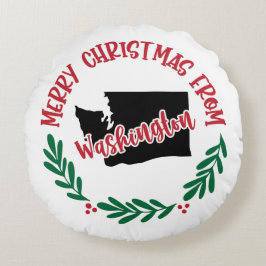 Frohe Weihnachten aus Washington US Red Green Rundes Kissen