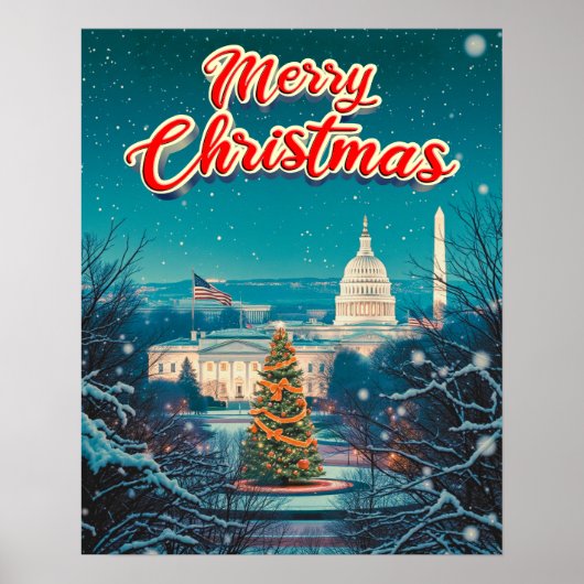 Frohe Weihnachten aus Washington Vintag Retro Poster (Vorne)