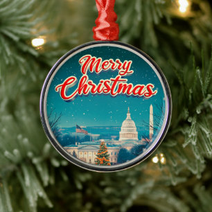 Frohe Weihnachten aus Washington Vintage Retro Ornament Aus Metall