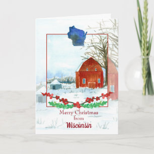 Frohe Weihnachten aus Wisconsin Red Barn Karte