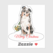 Frohe Weihnachten Australian Shepherd Custom Vinyl Aufkleber (Blatt)
