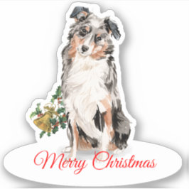 Frohe Weihnachten Australian Shepherd Custom Vinyl Aufkleber