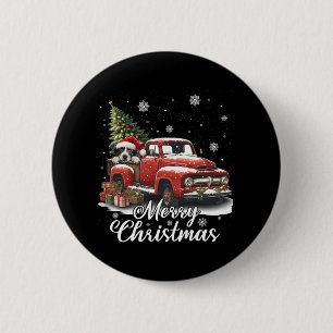 Frohe Weihnachten Australian Shepherd Dog Riding R Button