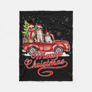 Frohe Weihnachten Australian Shepherd Santa Reinde Fleecedecke