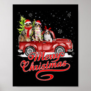 Frohe Weihnachten Australian Shepherd Santa Reinde Poster