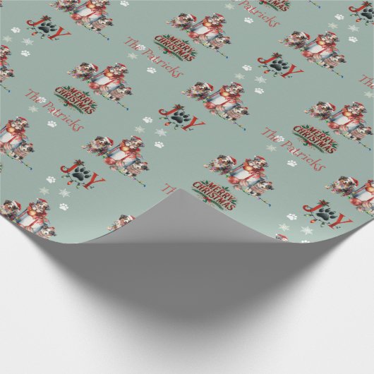 Frohe Weihnachten Australian Shepherd Wrapping Pap Geschenkpapier (Ecke)