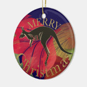 Frohe Weihnachten Australisches Känguru Gold-Skrip Keramik Ornament (Links)