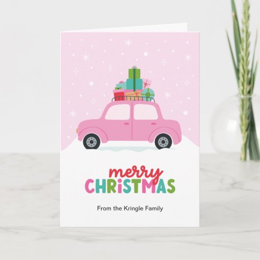 Frohe Weihnachten Auto mit Weihnachtsgeschenken in (Vorderseite)