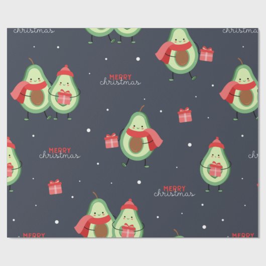 Frohe Weihnachten Avocado Geschenkpapier (Flach)