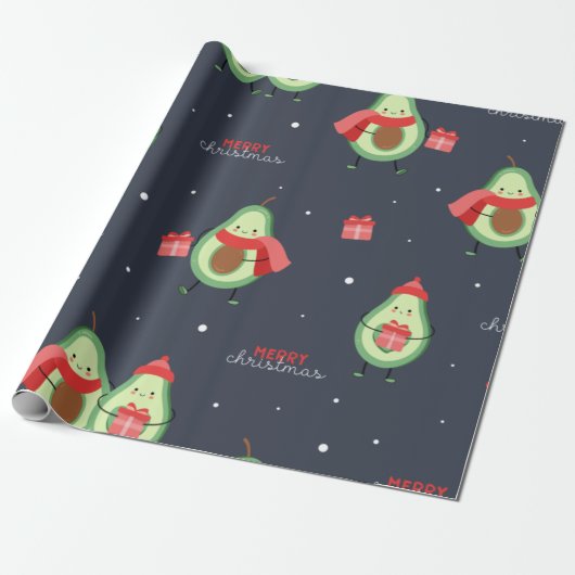 Frohe Weihnachten Avocado Geschenkpapier (Ungerollt)