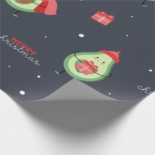 Frohe Weihnachten Avocado Geschenkpapier (Ecke)