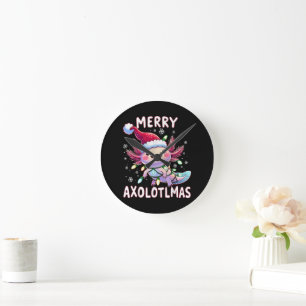 Frohe Weihnachten Axolotl Lichter Axolotlmas Baum Runde Wanduhr