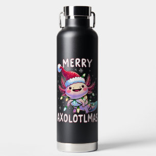 Frohe Weihnachten Axolotl Lichter Axolotlmas Baum Trinkflasche
