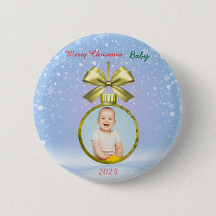 Frohe Weihnachten Baby Foto  Button