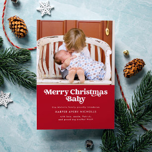 Frohe Weihnachten Baby Geburtsankündigung Rot