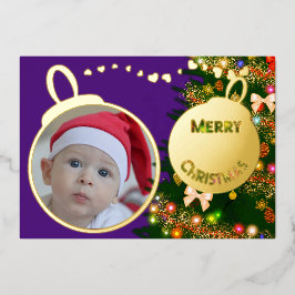 Frohe Weihnachten - Babybild Folien Feiertagskarte