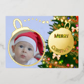 Frohe Weihnachten - Babybild Folien Feiertagskarte (Vorderseite)