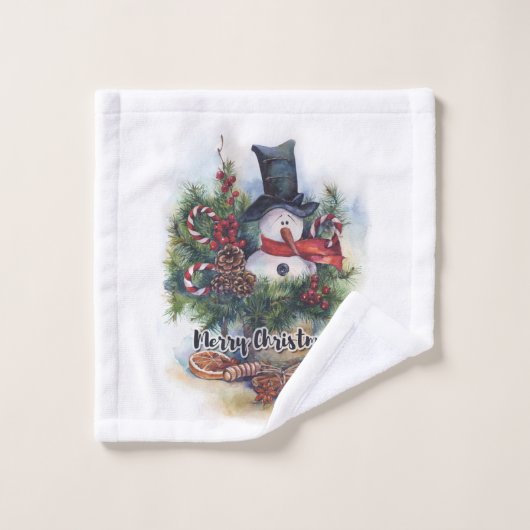 Frohe Weihnachten Badhandtuch Set (Waschlappen)