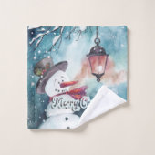 Frohe Weihnachten Badhandtuch Set (Waschlappen)