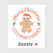 Frohe Weihnachten Bake Cookies Lebkuchen Mann Aufkleber (Blatt)