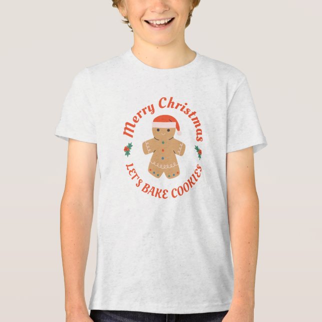 Frohe Weihnachten Bake Cookies Lebkuchen Mann Tri-Blend Shirt (Vorderseite)