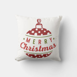 Frohe Weihnachten Ball Ornamente Rot Weiß Polka Pu Kissen