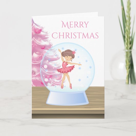 Frohe Weihnachten Ballerina Snow Globe Rosa, Weiß (Vorderseite)