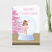 Frohe Weihnachten Ballerina Snow Globe Rosa, Weiß (Vorderseite)