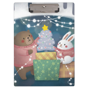Frohe Weihnachten: Bär & Bunny Klemmbrett