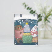 Frohe Weihnachten: Bär & Bunny Postkarte (Stehend Vorderseite)
