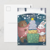 Frohe Weihnachten: Bär & Bunny Postkarte (Vorne/Hinten)