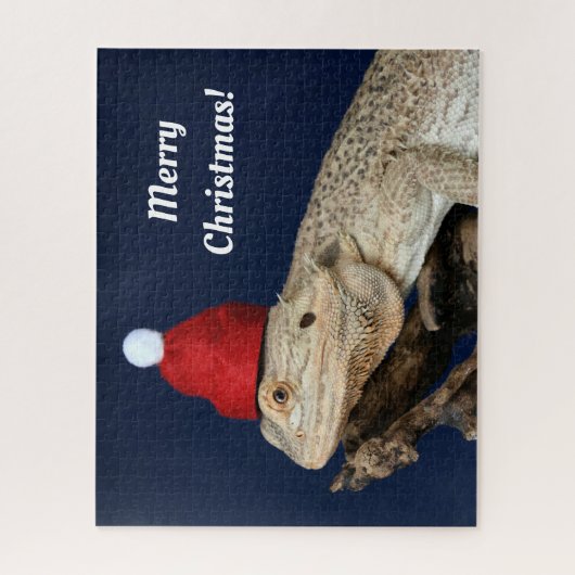 Frohe Weihnachten Bartete Drache in einer Weihnach Puzzle (Vertikal)