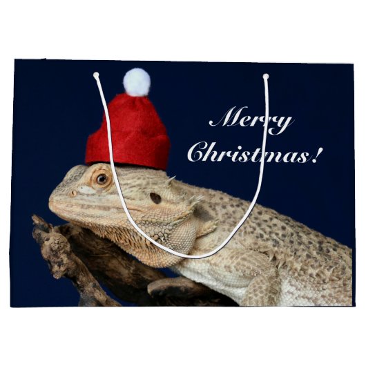 Frohe Weihnachten Bartete Dragon Lizard - Weihnach Große Geschenktüte (Rückseite)
