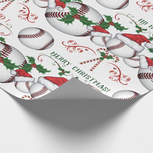 Frohe Weihnachten Baseball Santa Geschenkpapier (Ecke)