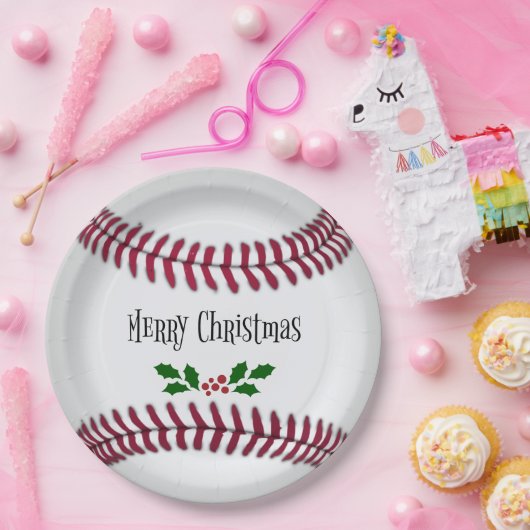 Frohe Weihnachten, Baseball-Thema, Pappteller (Party)