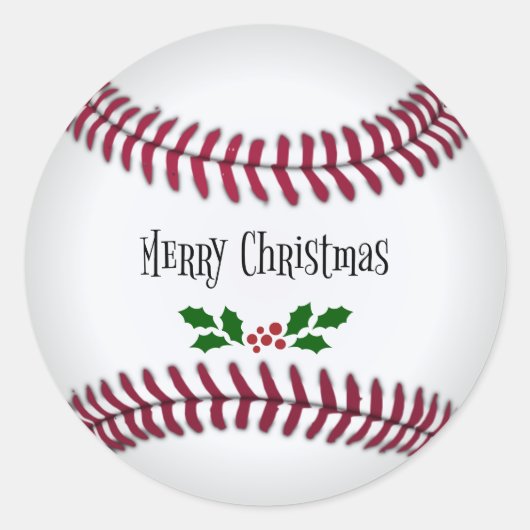 Frohe Weihnachten, Baseball-Theme-Design Runder Aufkleber (Vorderseite)
