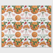 Frohe Weihnachten Basketball Santa Geschenkpapier (Flach)